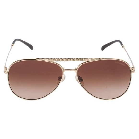 ✨Chanel Gold Tone Brown Gradient 4231 Aviator Sunglasses - Picture 17 of 17